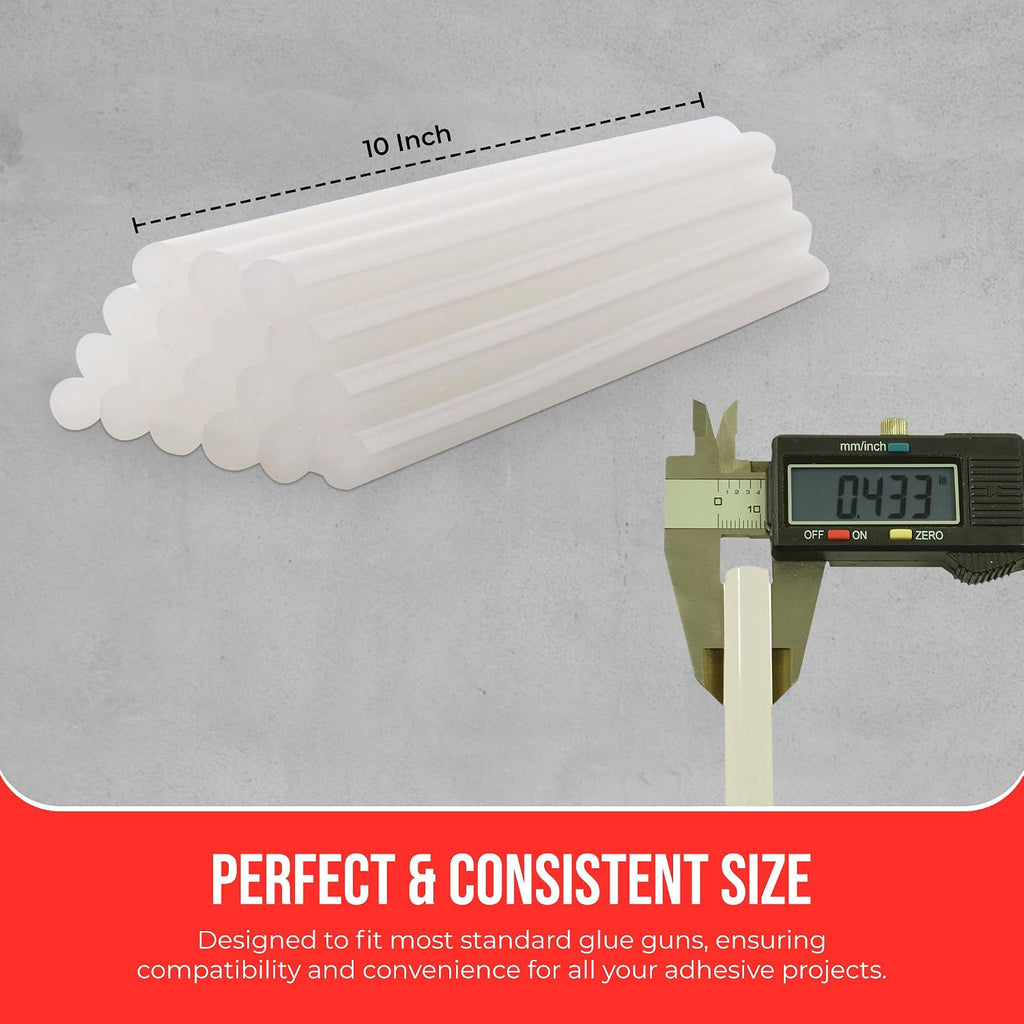 full size hot melt glue sticks for glue showing dimensions