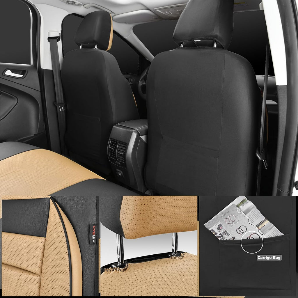 car pass faux leather car seat covers front showing dimensions