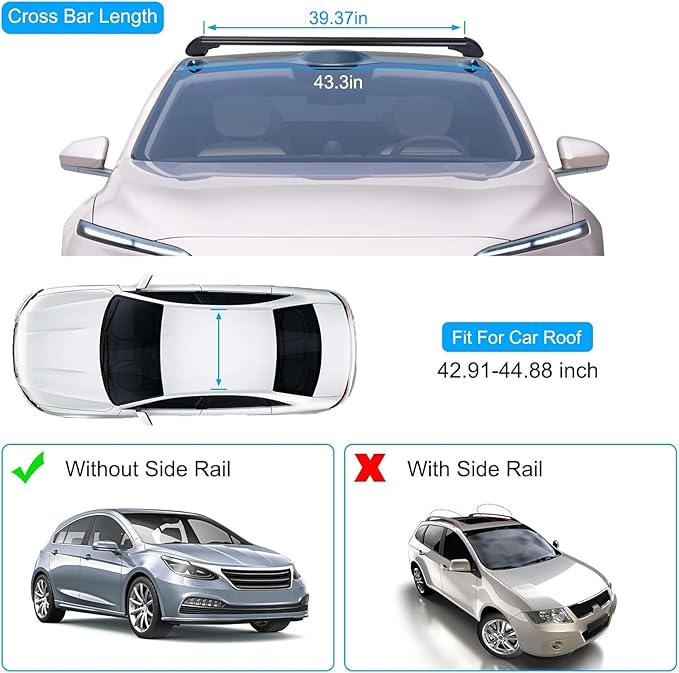 43inch Universal Car Roof Rack, Aluminum Car Roof Rack Cross Bars, Anti-Theft