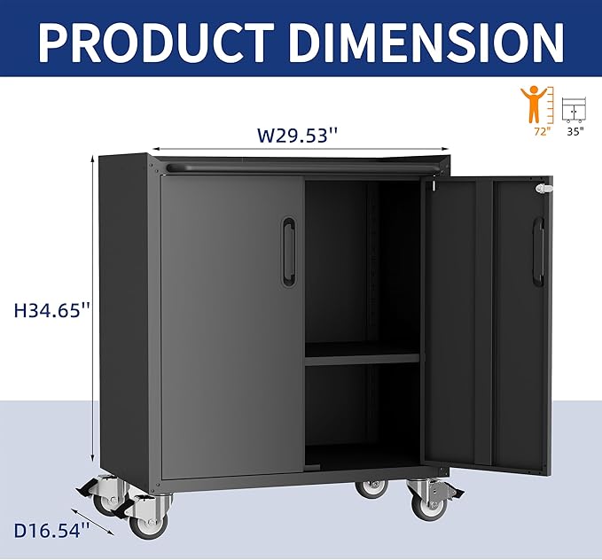 Metal Tool Cabinet, Garage Storage Cabinet System, Wall Cabinet & Locking - Image 3