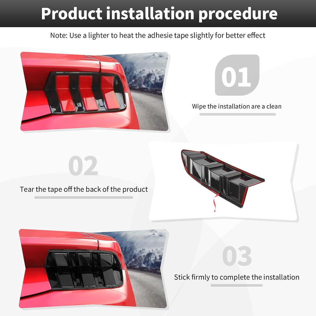 CheroCar Smoked Black Tail Light Cover Guard Trim Replacement TailLight Cover ABS Exterior Accessories for 2024 2025 2026 Ford Mustang