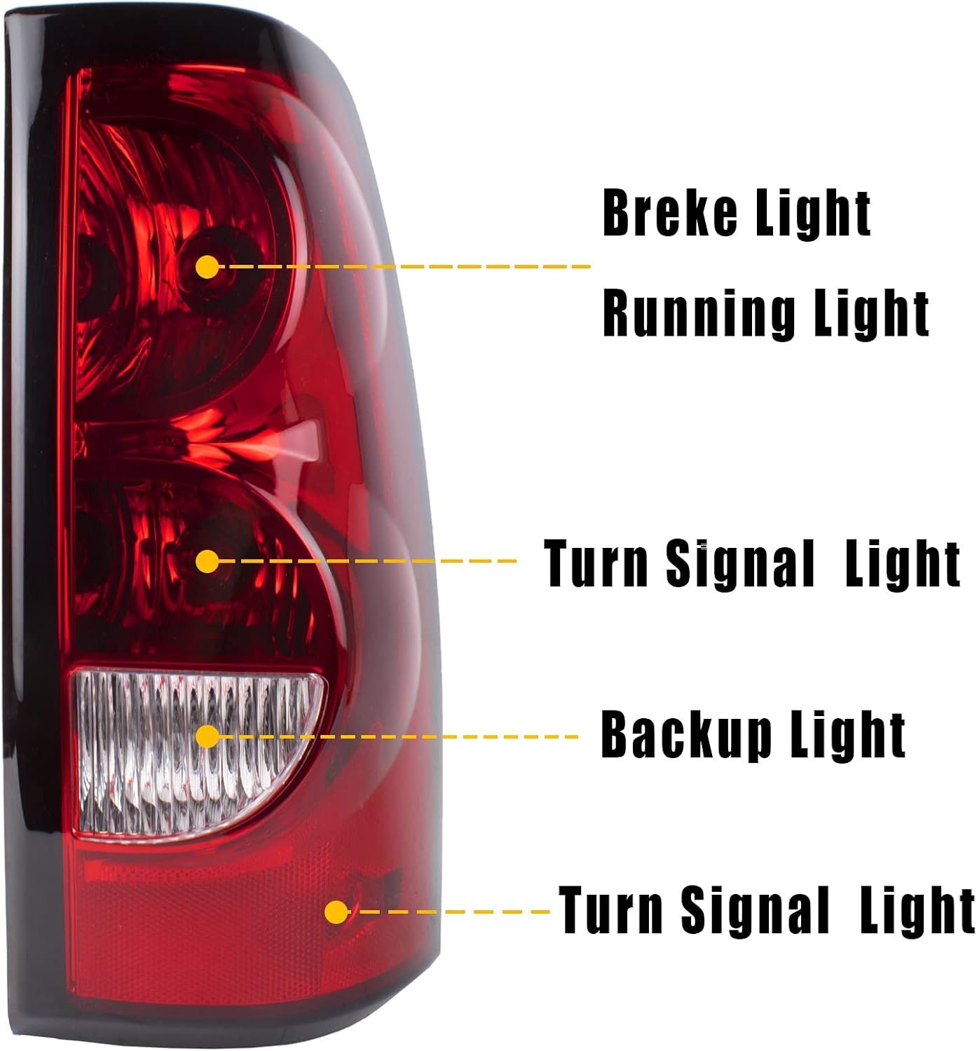 Boine Compatible With 2003 2004 2005 2006 Chevy Silverado 1500 2500 3500 Driver and Passenger Side Tail Light - Bulb and Harness Included