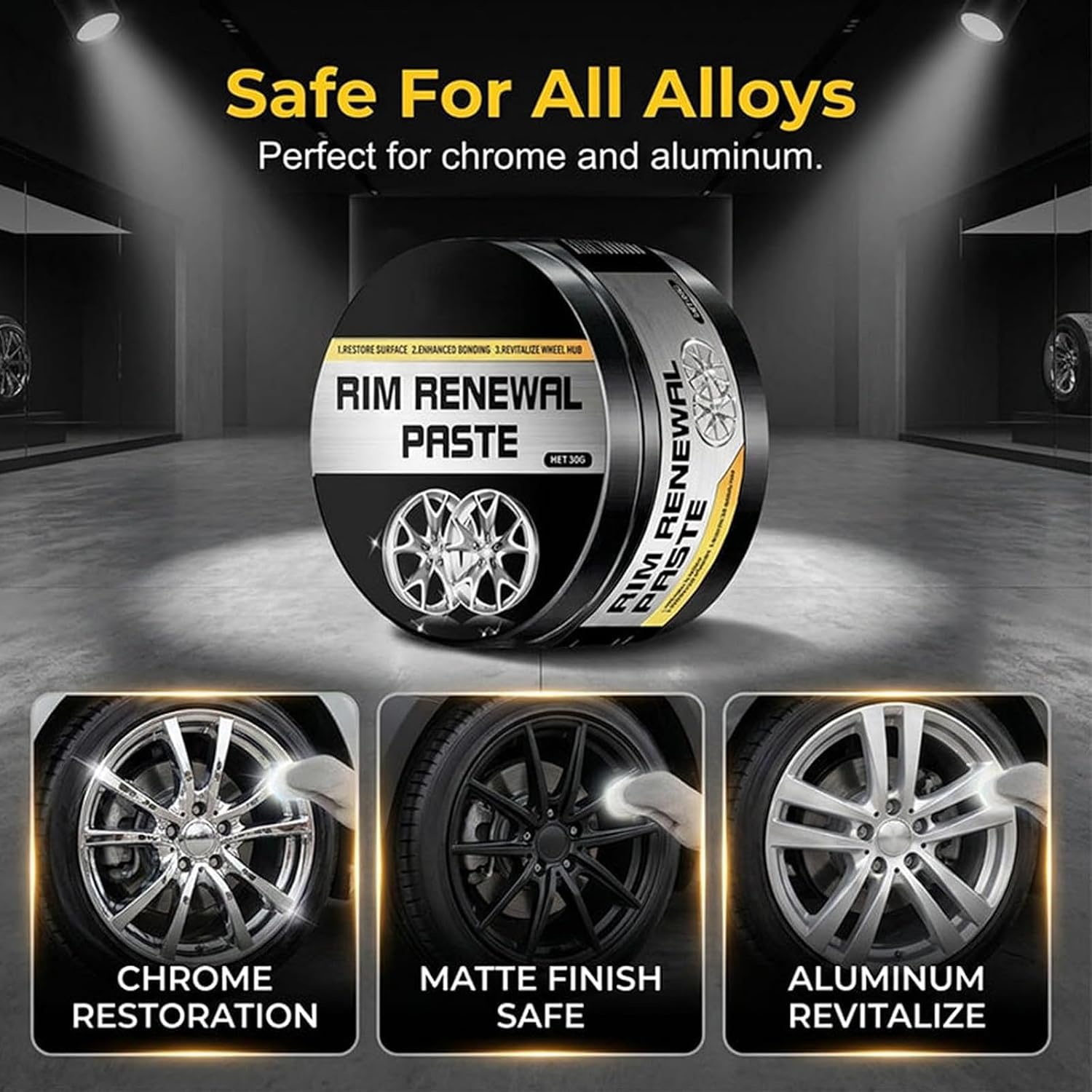 2026 New Wheel Care & Restoration Paste, Rim Renewal Paste, Rim Repair Kit Curb Rash, Car Wheel Scratch Repair Paste with Sponge, Multi-Purpose Wheel Restoration Polish Buffs (2PCS)