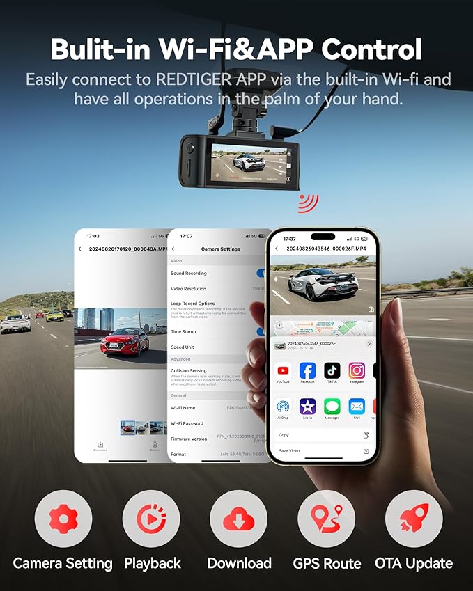 REDTIGER 4K Dash Cam Front and Rear, STARVIS 2 Sensor, 64GB Card Included - Image 4