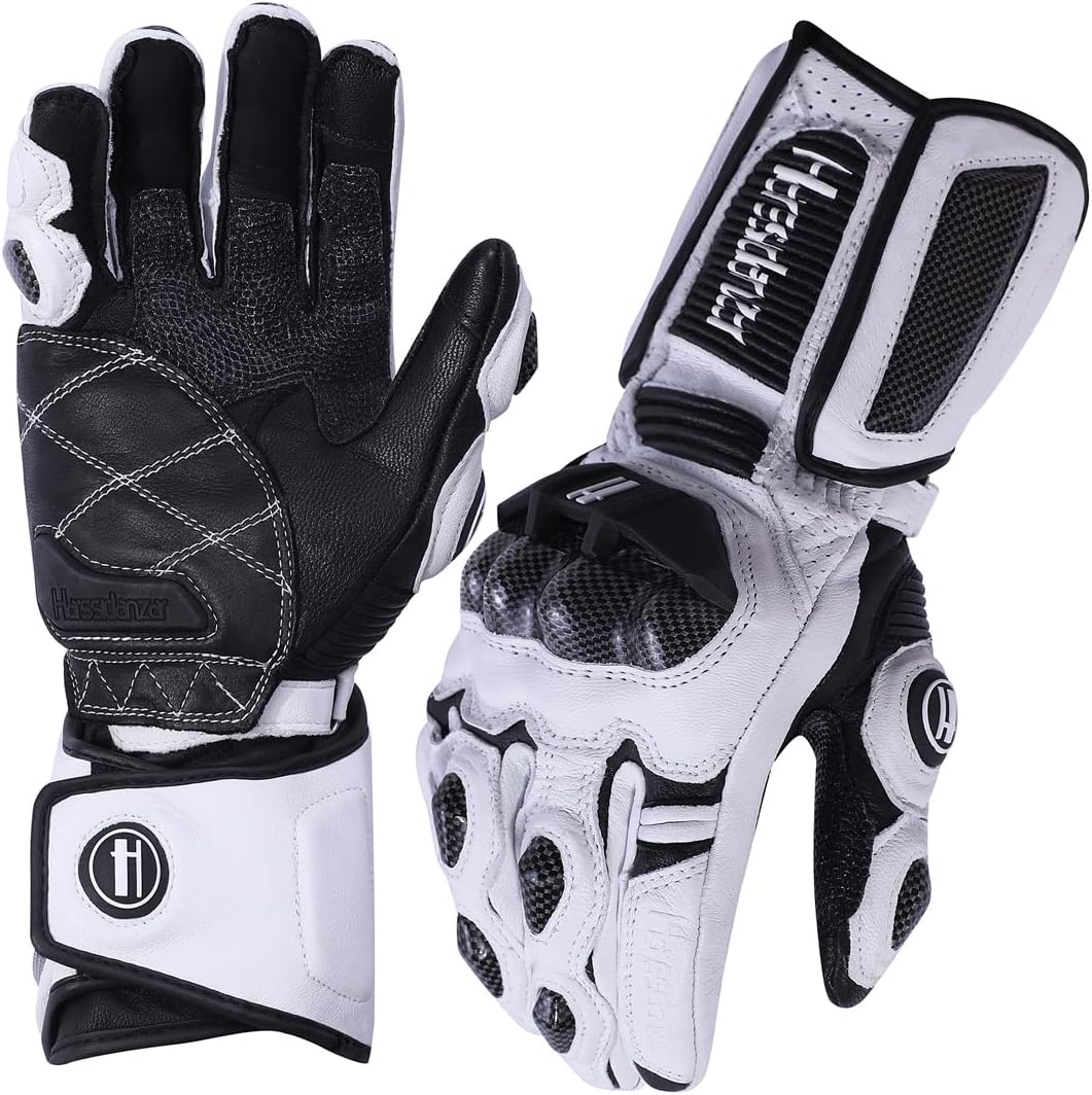 Harssidanzar Leather Motorcycle Gloves