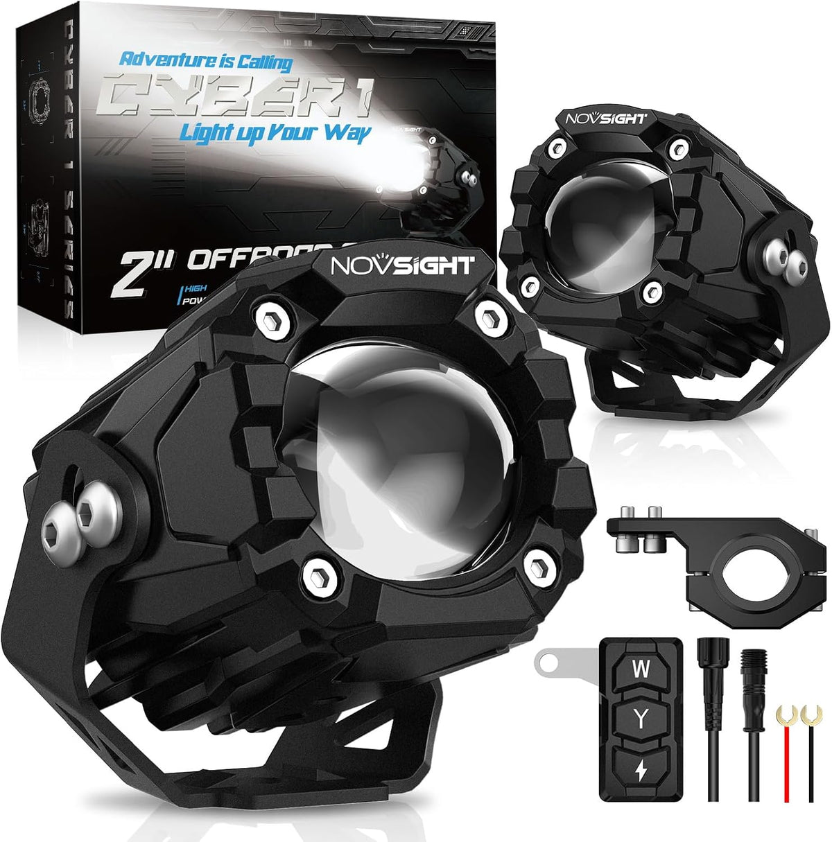 novsight 2 inch motorcycle auxiliary off road led, main product view