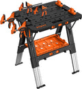Pony Portable Folding Work Table, 2-in-1 as Sawhorse & Workbench, 31” W×25”