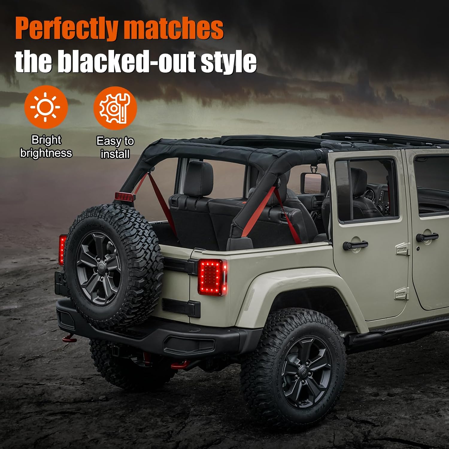 MAYELLO LED Tail Lights Compatible with Jeep Wrangler JK JKU 2007-2018 Smoked Lens w/Brake Light Running Light Reverse Lights 2PCS