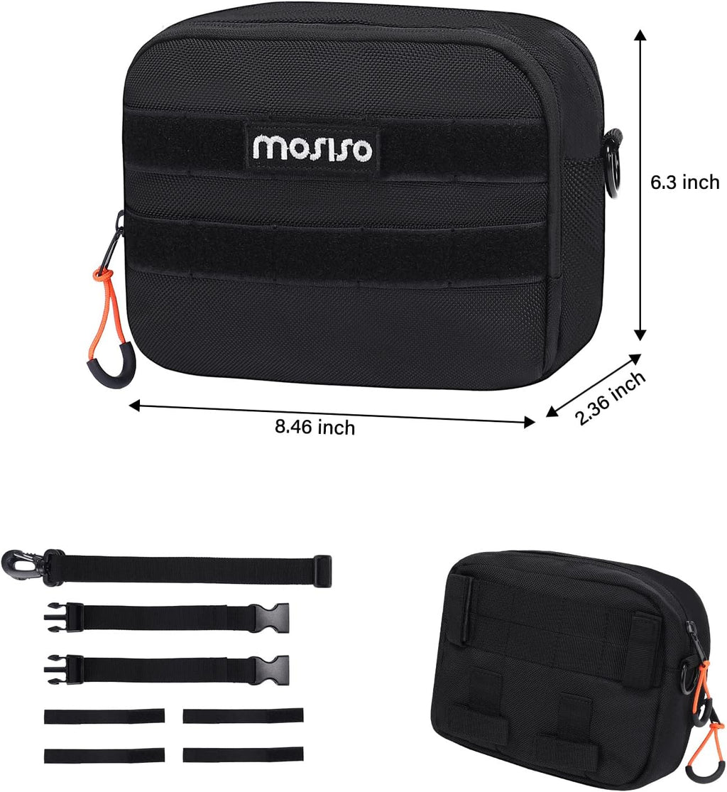 MOSISO Motorcycle Handlebar Bag, Universal Motorcycle Bag for Motor cycle Front Fork, Portable Motor cycle Tool Bags Motorbike Storage Accessory Pouch with Shoulder Strap, Black