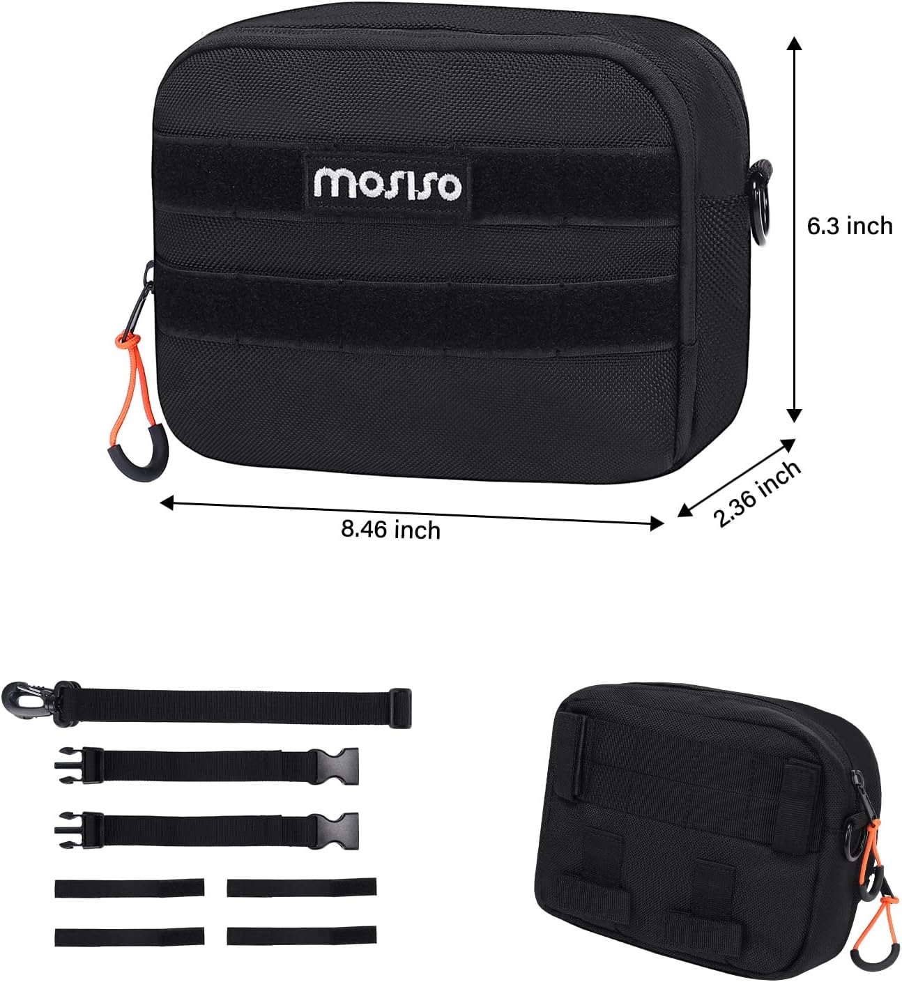MOSISO Motorcycle Handlebar Bag, Universal Motorcycle Bag for Motor cycle Front Fork, Portable Motor cycle Tool Bags Motorbike Storage Accessory Pouch with Shoulder Strap, Black
