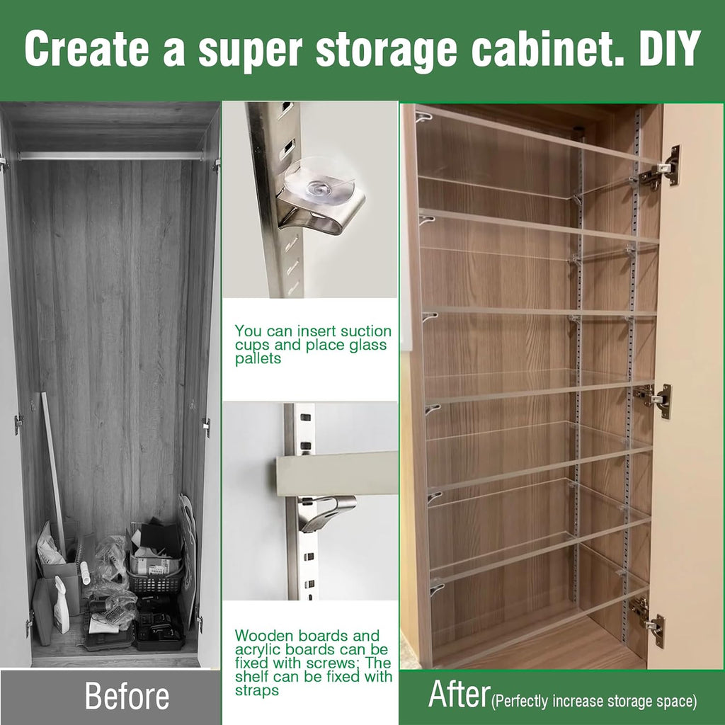 36 inch shelf pilaster with 40 clips and showing dimensions