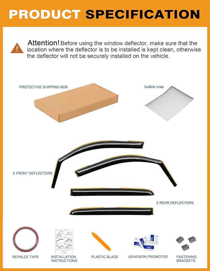 in-Channel Window Rain Guards Fit (4PCS)