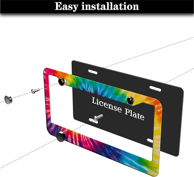 License Plate Frames for Men Rainbow License Plate Frame for Women Novelty Tie - Image 7