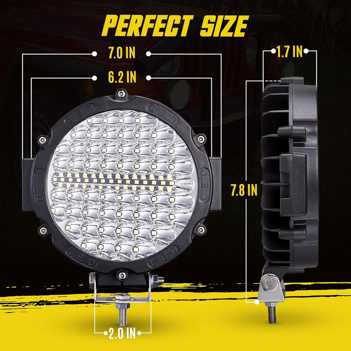7 inch round led off road lights, 210w, close-up detail