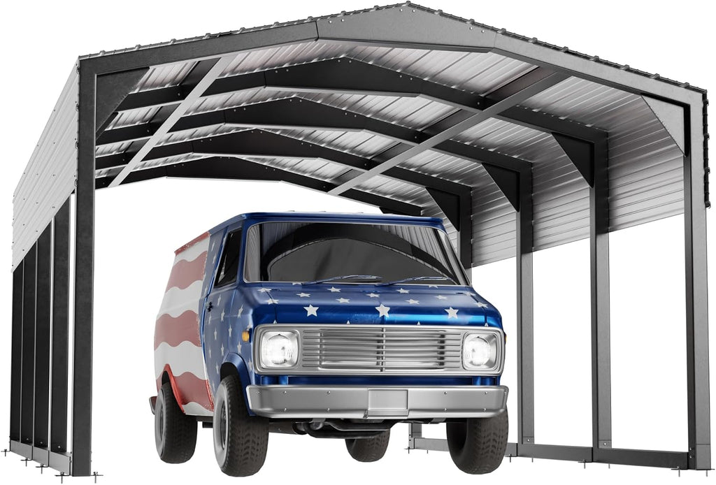 military-grade metal carport 12x20 ft, heavy- duty galvanized, main product view