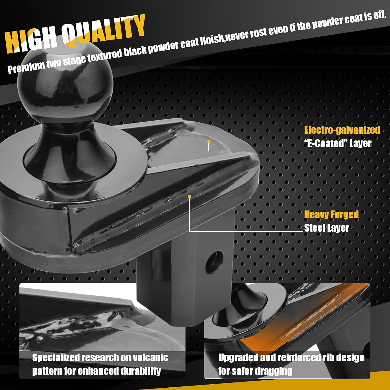6" Offset Gooseneck Ball Extender, 2-5/16" Hitch Ball, 25,000 lbs GTW / 5,000 lbs VTW, Cab Clearance Solution for Short Bed Trucks, Reinforced Rib Structure, Polyurethane Stabilization System