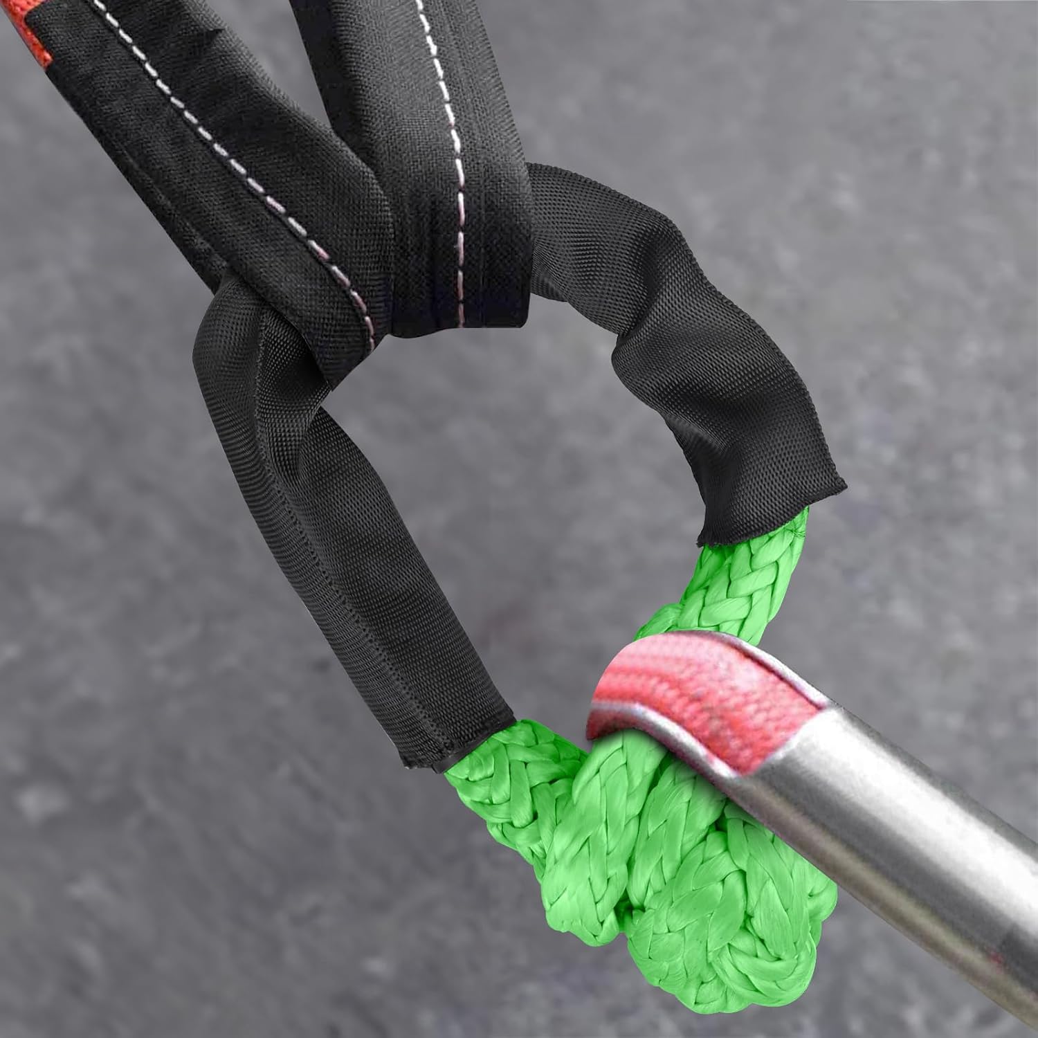 2 Pack Green Soft Shackle 57,000 LBS Breaking Strength 1/2 inch X 22 inch with Protective Sleeve for Off-Road Sailing Trucks 4x4 UTV Synthetic Road Recovery Rope Soft Shackle for Recovery