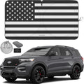 Autoamerics 1-Piece Windshield Sun Shade B&W American Flag USA Patriotic Design - Foldable Car Front Window Sunshade for Most Sedans SUV Truck - Blocks Max UV Rays and Keeps Your Vehicle Cool - Medium