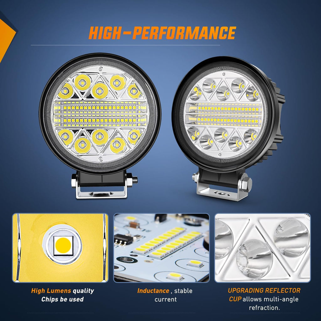nilight 2pcs 4.5 inch led pods 69w round, side view