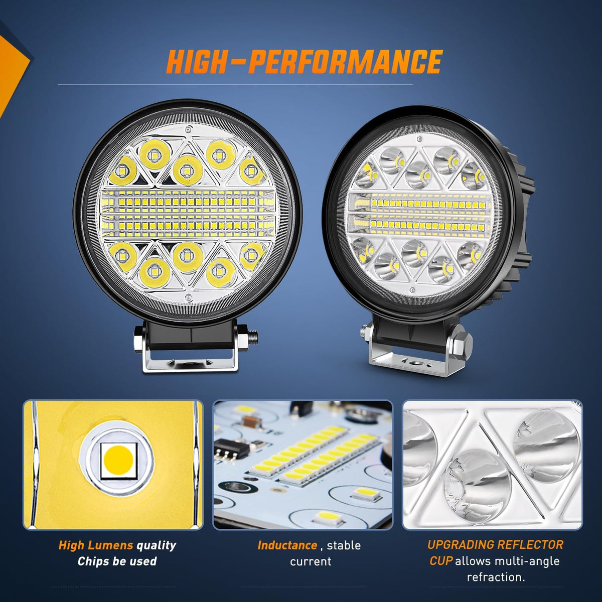 nilight 2pcs 4.5 inch led pods 69w round, side view