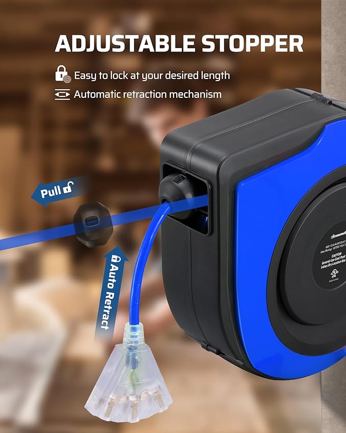 DEWENWILS Retractable Extension Cord Reel, 75 FT Heavy Duty Power Cord