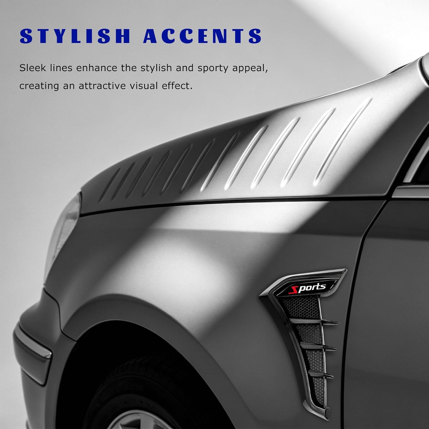 2 PCS Car Side Vent Trim, Waterproof Air Flow Intake Hole Grille Front Fender Vent Cover, Sporty Side Marker Air Wing Spoiler Exterior Decoration for Cars Trucks SUVs (Black)
