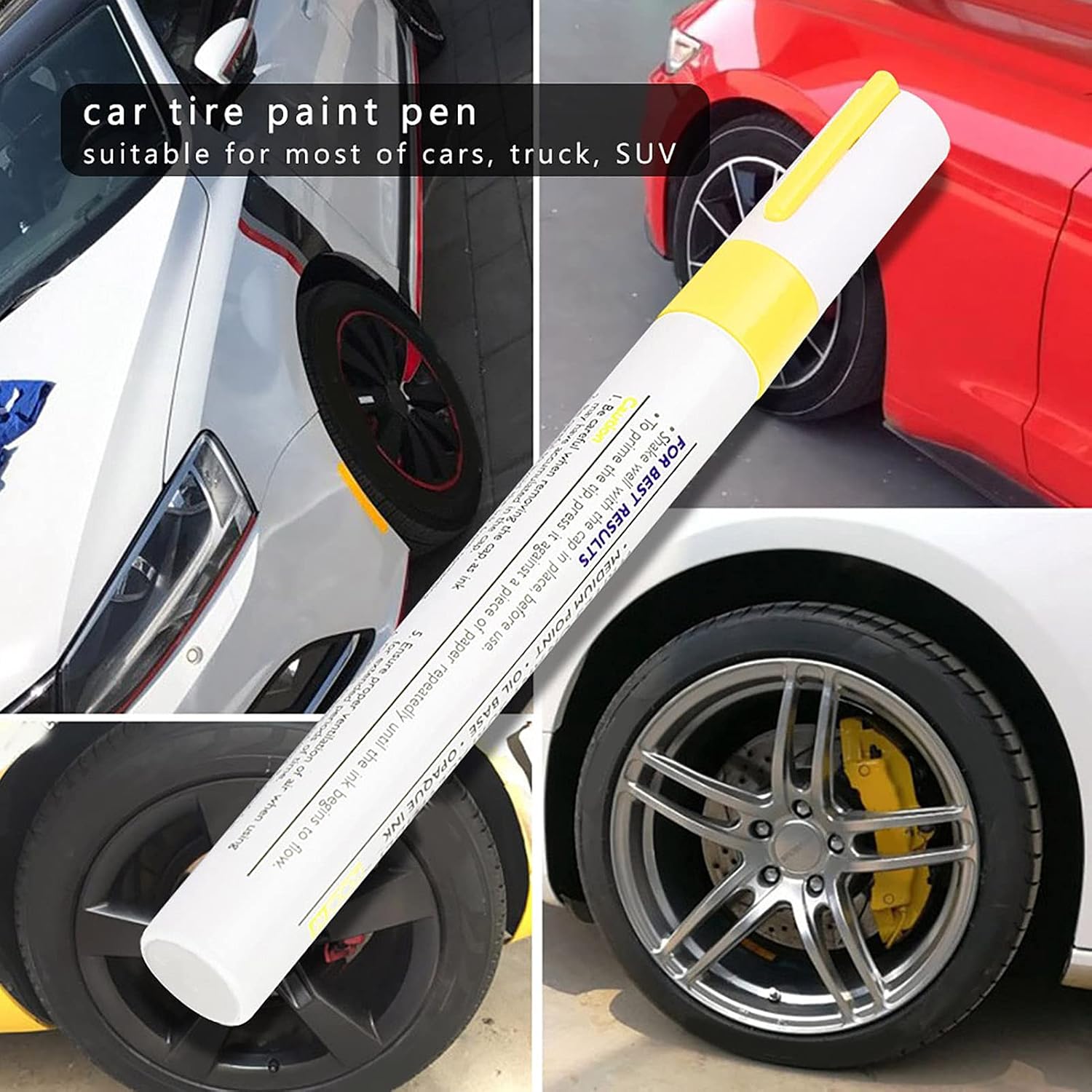 Tire Paint Pen, Professional Car Tire Marking Pen for Rubber Metal Plastic, Fast-Drying High-Temp Paint Marker, Compatible with Trucks SUVs Vehicles