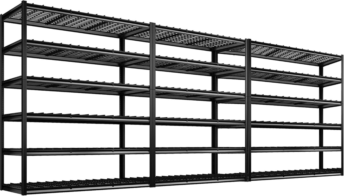 REIBII 60" W Garage Shelving, 2900LBS Storage Shelves, 6 Tier Heavy Duty