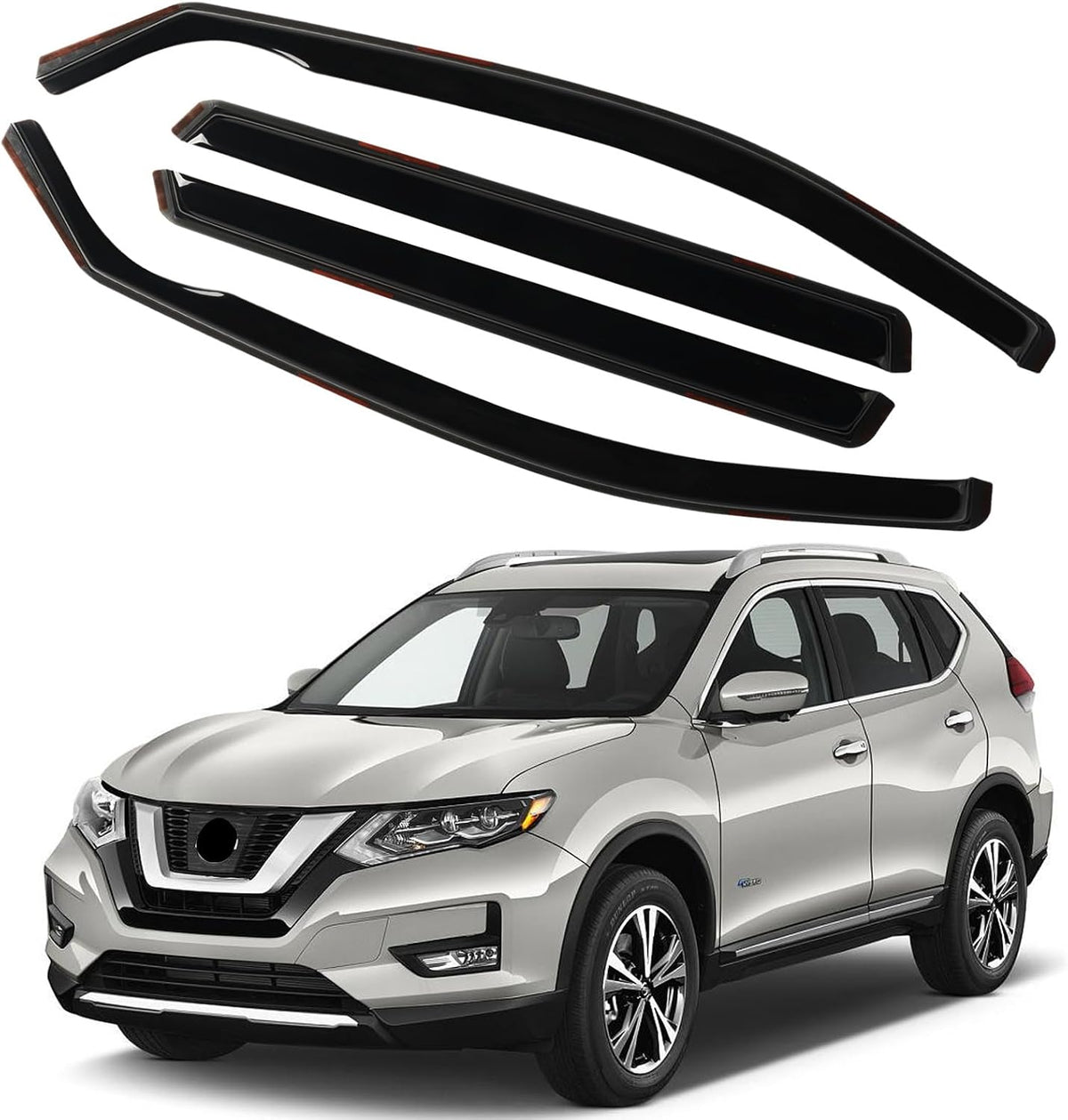 4PCS in Channel Rain Guards for 2014-2020 Nissan Rogue S SV SL, Durable Window