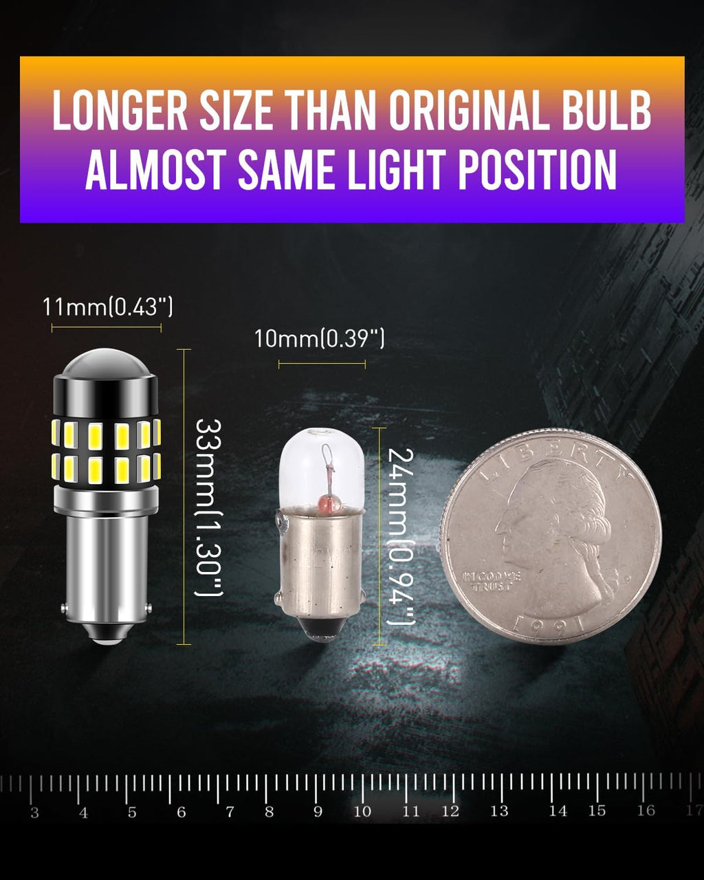 BA9S LED Bulb 720 Lumens Xenon White Super Bright BA9 BA9S 53 57 1895 64111 LED Bulbs with Projector for Dome Map Door Courtesy Glove Box Lights,Pack of 2