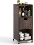 tangkula rattan outdoor storage cabinet with 4 wheels, main product view