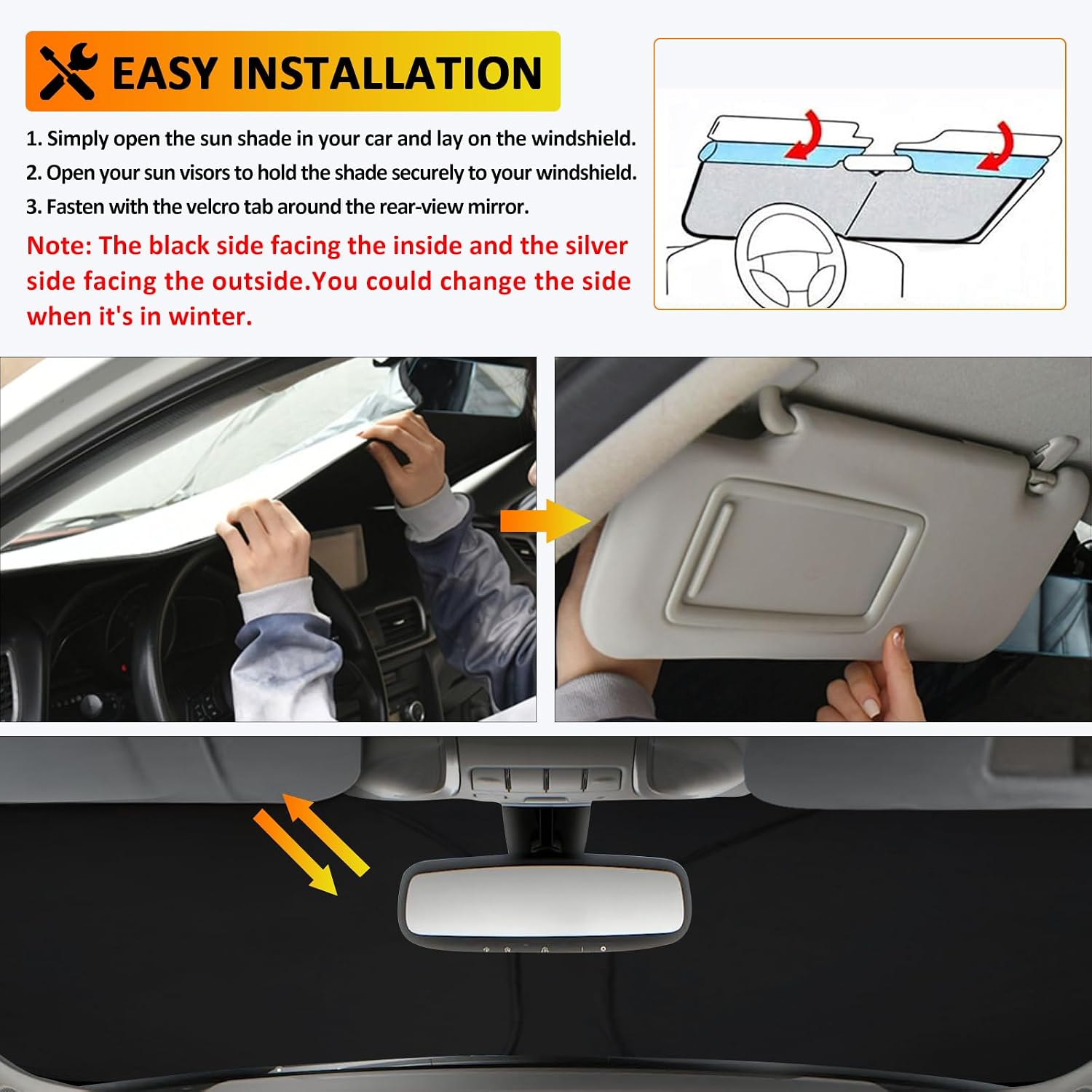D-Lumina Winshield Sun Shade for Infiniti QX60 2014 2015 2016 2017 2018 2019 2020 2021, Foldable Front Sun Shield Protector Blocks UV Rays, Window Sunshade Sun Visor Interior Accessory