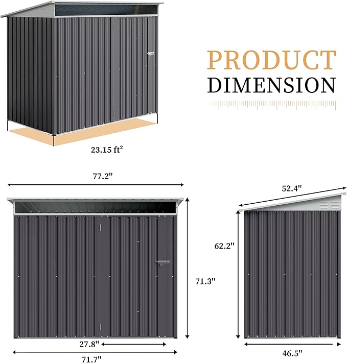 Vongrasig Outdoor Storage Shed, 6 x 4 FT Outside Metal Garden Shed - Image 3