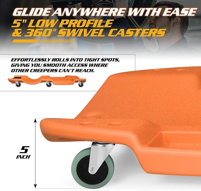 Magshion Mechanic Creeper with Padded Headrest & Tool Trays – 440 lbs Capacity - Image 8