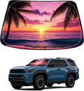 Sunset Beach Car Windshield Sun Shade Compatible with Toyota 4Runner 2010-2024 2025, Foldable Reflective Window Sunshade for UV Protection & Heat Reduction