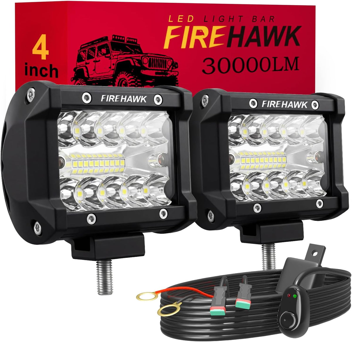 firehawk led light pod bar 4 inch 30,000lm, main product view