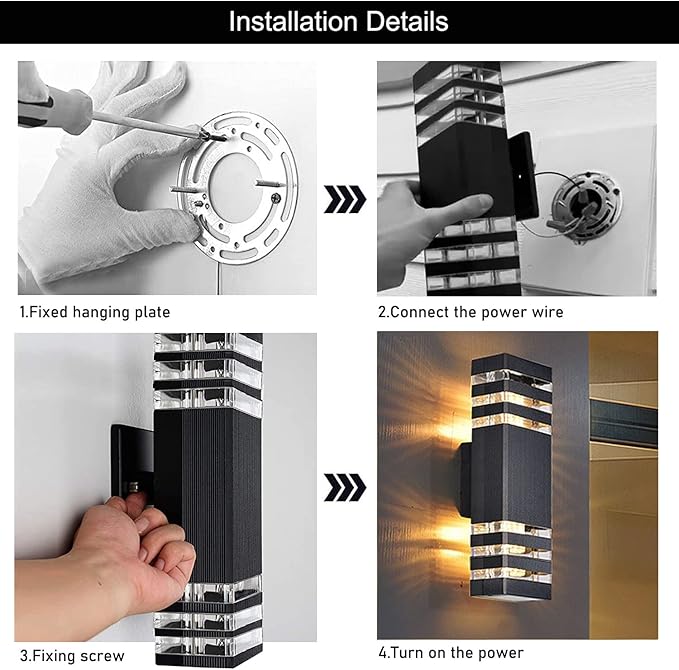 18inch LED Square Up & Down Wall Lights, 24W Outdoor Wall Light 4000K Day White - Image 6