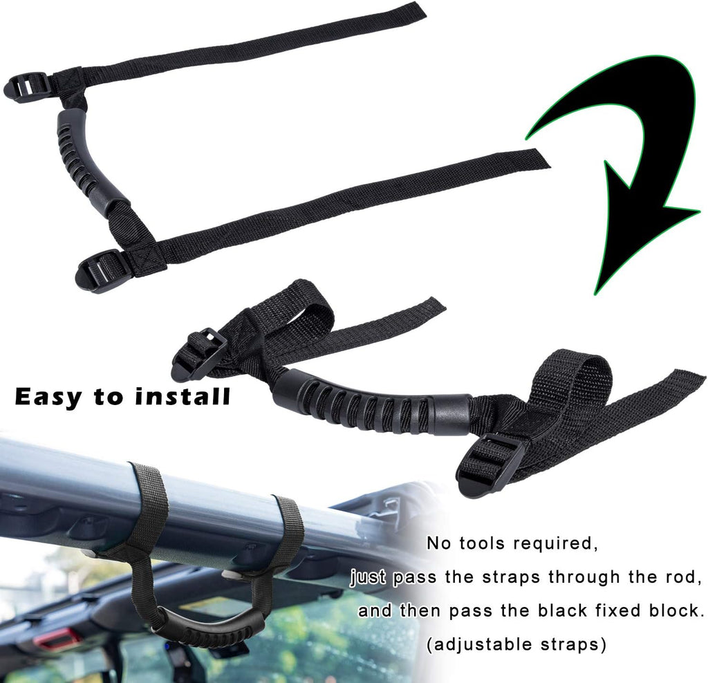 Danti 4 x Grab Handles Grip Handle For Jeep Wrangler YJ TJ JK JKU Sports Sahara Freedom Rubicon X & Unlimited X 2/4 door Roll Bar 1995-2016