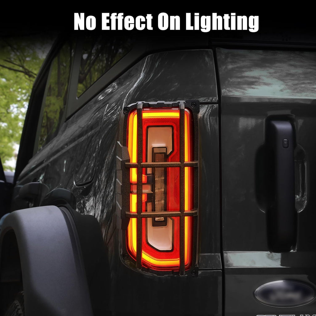 Tail Light Cover Compatible with 2021-2026 Ford Bronco Badlands, Outer Banks, Wildtrak, Heritage Limited Edition, Everglades 2/4 Doors(Only LED Light), Rear Lamp Guard Protector Exterior Accessories