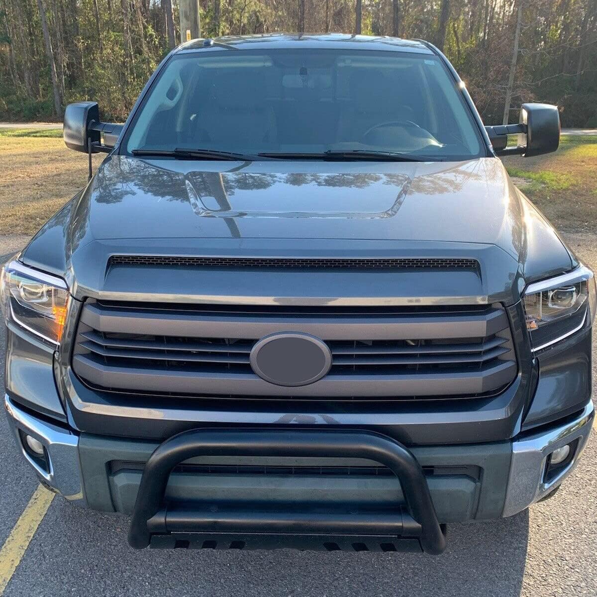 Kojem Hood Bulge Molding Compatible with 2014-2021 Toyota Tundra Front Upper Grille Gray Hood Scoop