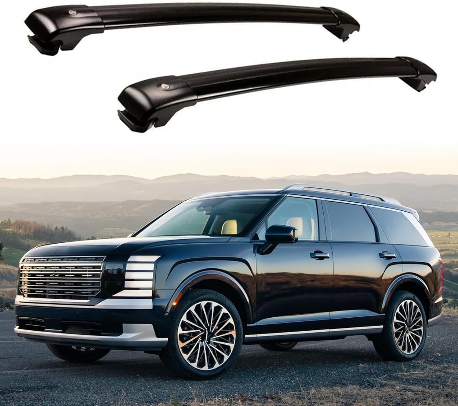300lbs Roof Rack Cross Bars Compatible with Hyundai Palisade 2026 with Raised Rails, Lockable Aluminum Roof Rails Crossbars Cargo Bars Canoe Rooftop Cargo Luggage