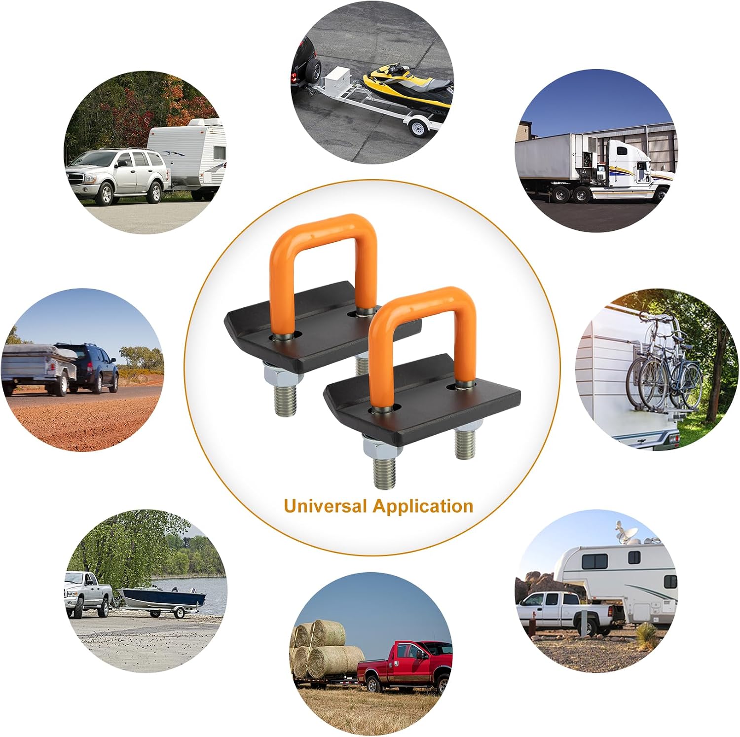 Hitch Tightener for 1.25" and 2" Hitches, Heavy Duty Anti Rattle Hitch Stabilizer with Rubber Coated Reduce Movement On Hitch Mount Cargo Carrier Bike Rack, Orange (2 Pack)