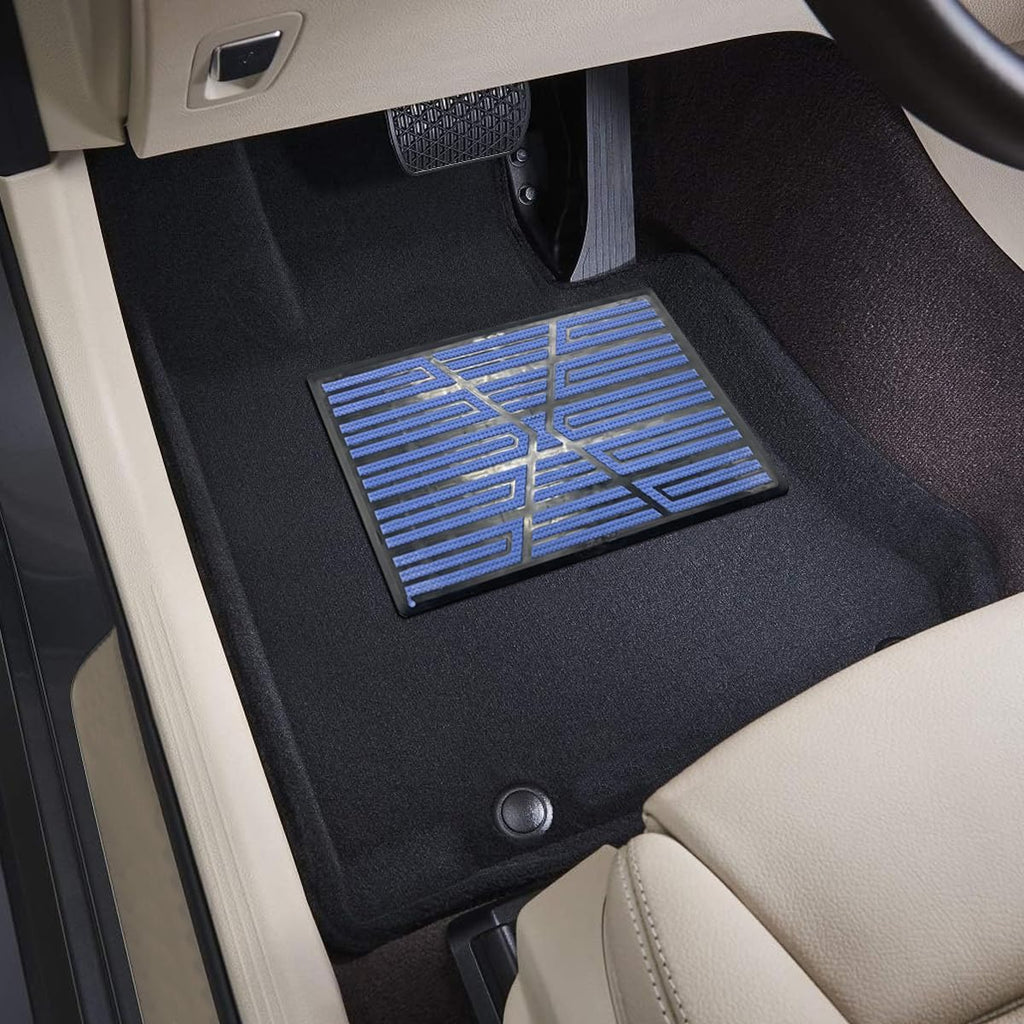 Car Floor Mat Plate, Anti-Slip Vehicle Floor Foot Rest Carpet Repair Patch with Screws, Anti-Skid Automotive Patches Heel Scuff Plate Pedal Pad, Universal for Most Vehicles (Blue)