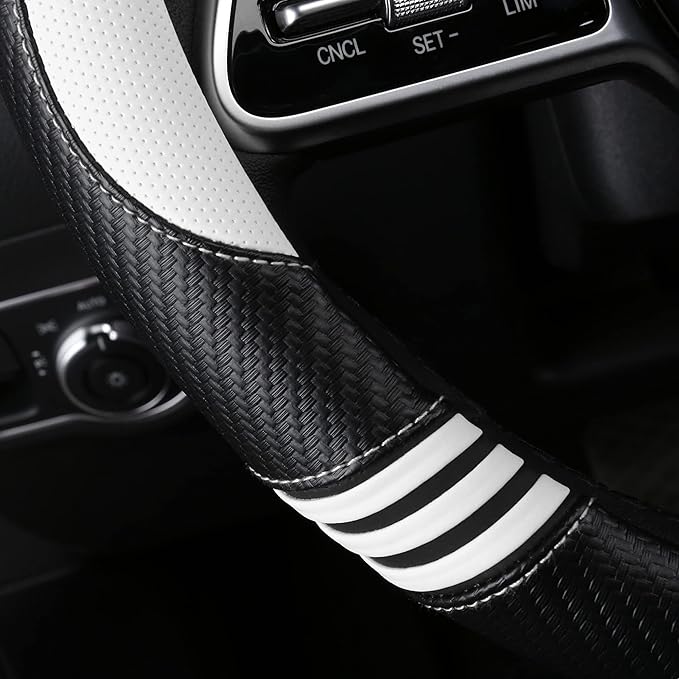 Car Steering Wheel Covers for Women Padded Carbon Fiber PU Leather Cute Auto - Image 4