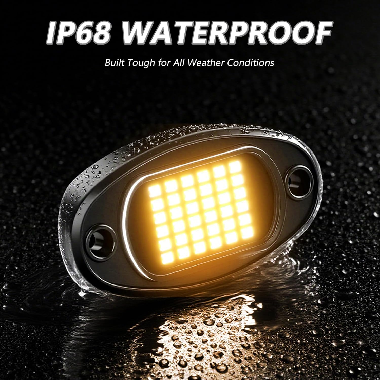 Tomshine 36 LEDs Underglow Lights, 8-Pack Rock Lights with IP68 Water Resistance, Easy Installation for Car Underglow Light, Enhance Style and Safety (Yellow Light)