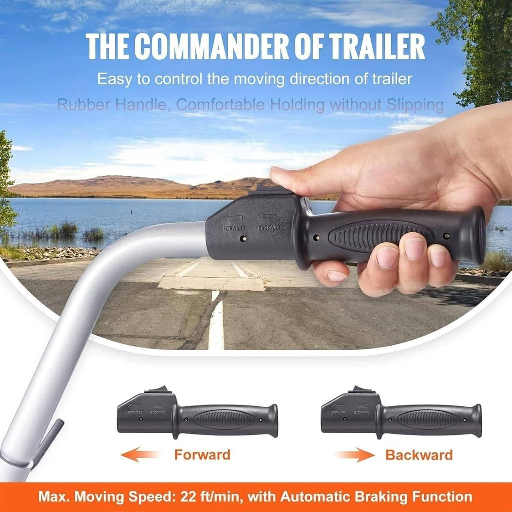 350W 12V Electric Wheel Trailer Mover, Dolly, 5000lbs Towing Capacity, 7.5'' Rubber Tire, for Moving Caravan Boat