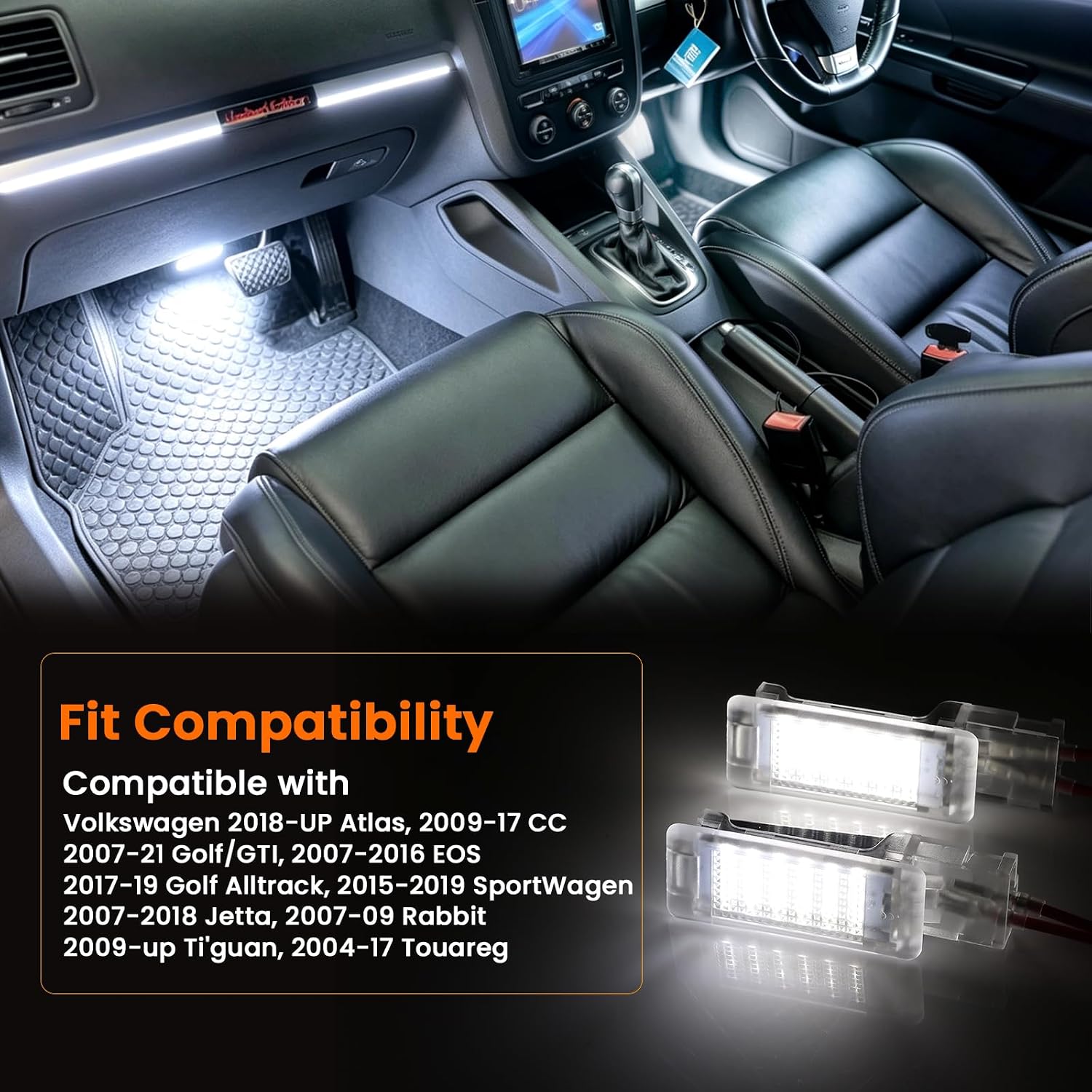 YCLL LED Glove Box Footwell Lights White for VW Golf Jetta GTI Altas CC Eos Tiguan