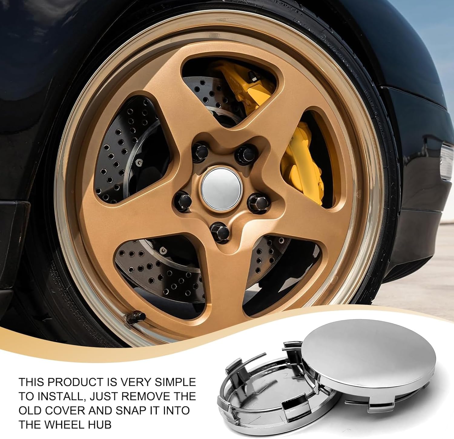 JITUIHOM 4 PCS Car Wheel Center Hub Cover for Chevrolet Aveo, Snap-in Plastic Rim Center Hub Caps Cover Waterproof & Rustproof Automotive Accessories,OD65mm ID62mm