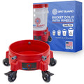 Grit Guard Bucket Dolly with Wheels - Rolling Detailing Wash Bucket with 5 Wheels and 2 Locking Casters Compatible with 2.5, 4, 5 and 6 Gallon Buckets (Red, 3" Roller Bearing) - Made in the USA