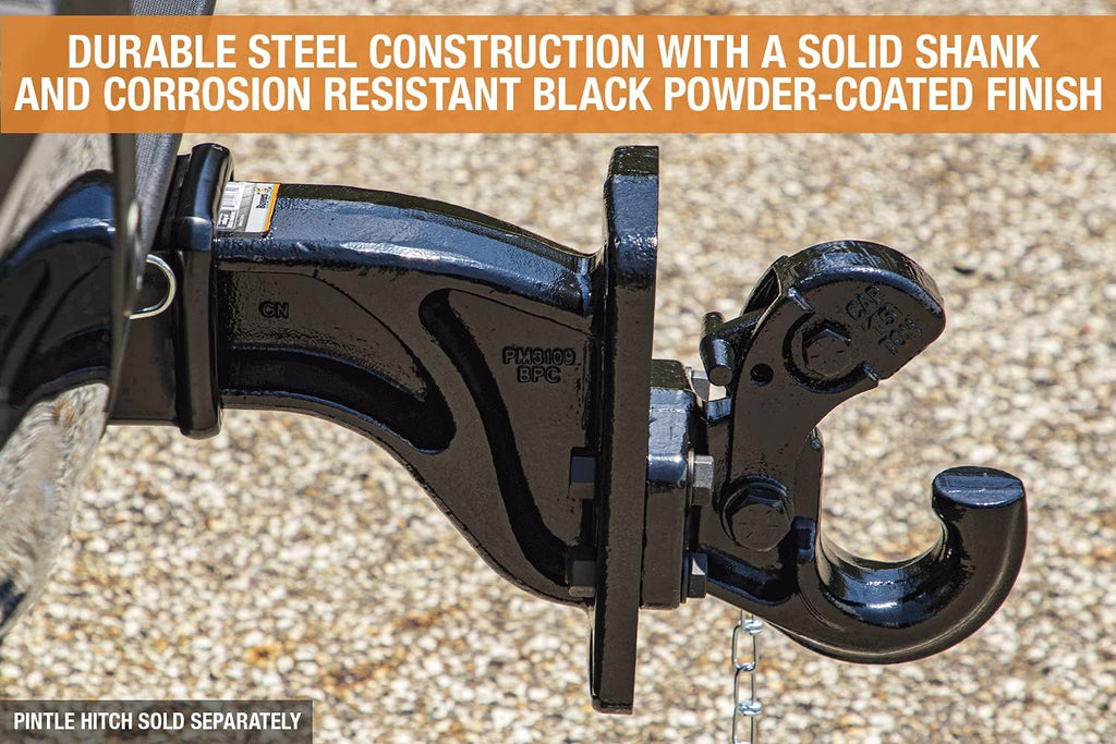Buyers Products PM3109 3 Inch Pintle Hook Mount - Adjustable 4-Position Trailer Hitch Receiver for Trucks & RV's - Durable Steel 30,000 lb MGTW, Universal Heavy-Duty Tow Hitch Receiver, 6000 MVL Rated